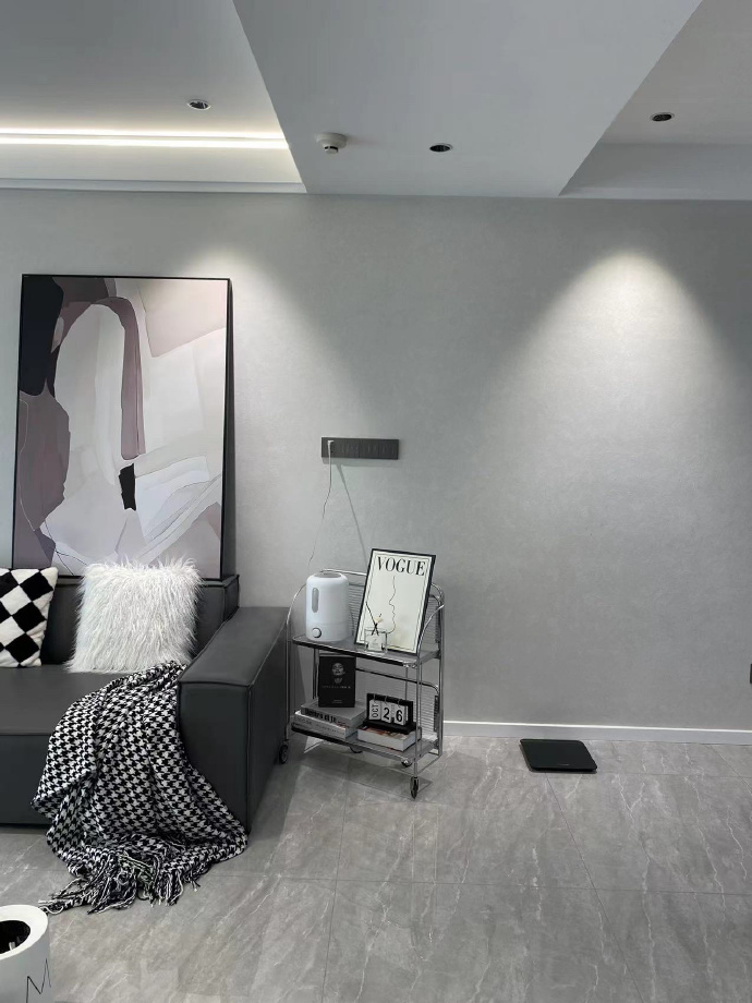 简单好看又高级！现代黑白灰实景太耐看了 层次感靠材质灯光，舒适与格调兼得小户型显大就靠它 